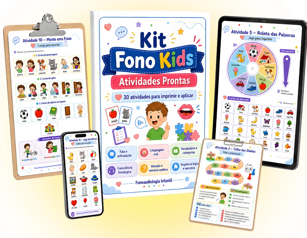 Mockup do Kit Fono Kids